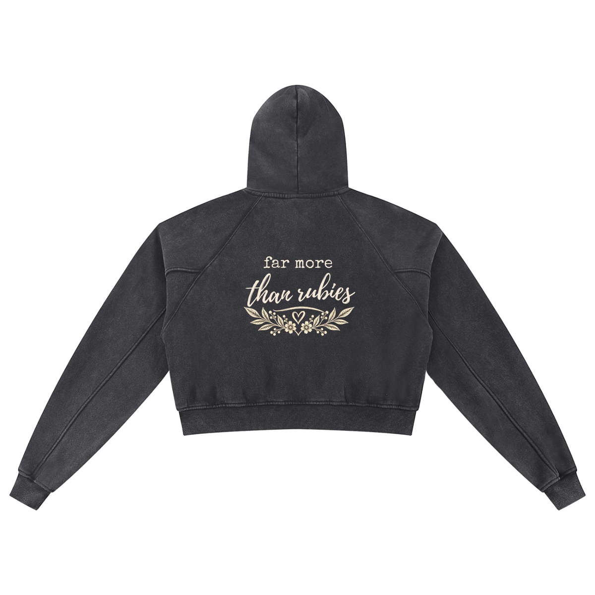 Far More Than Rubies Snow Washed Cropped Hoodie