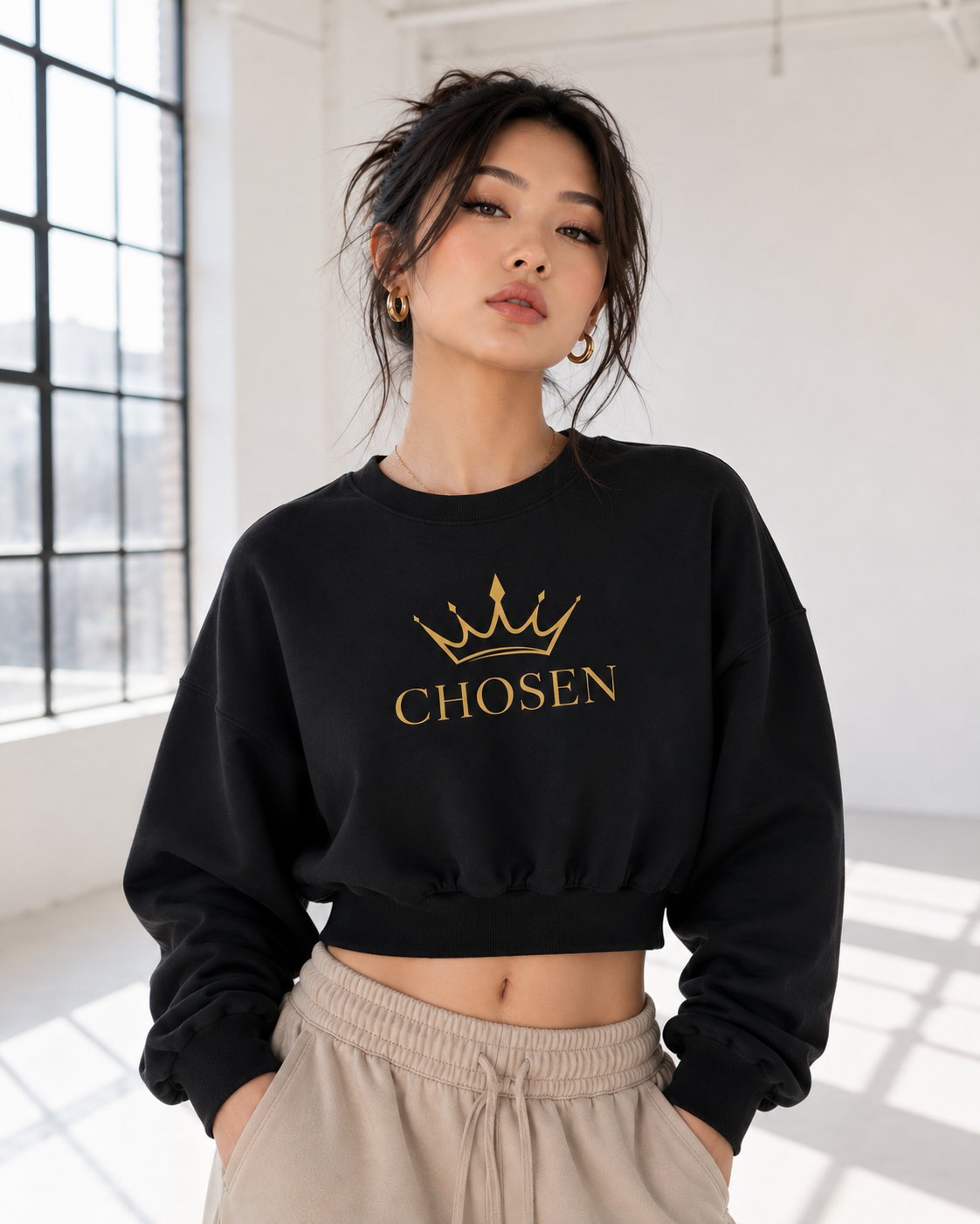 Chosen Women's Boxy Cropped Crewneck Sweatshirt
