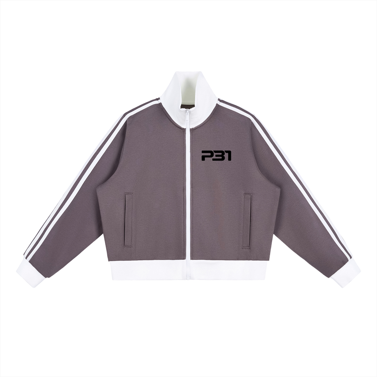 Jesus Contrast Side Stripe Fleece Cropped Track Jacket
