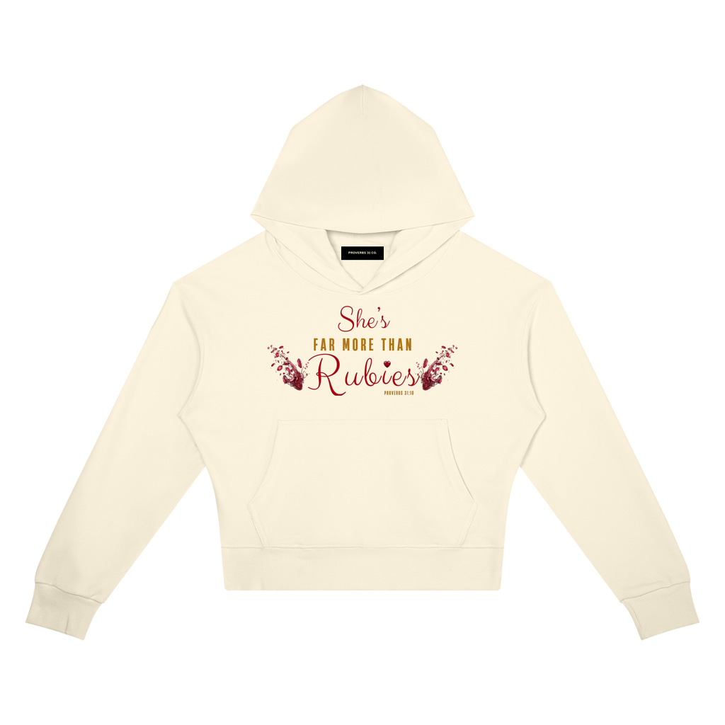 She’s Far More Than Rubies Crop Drop Shoulder Hoodie