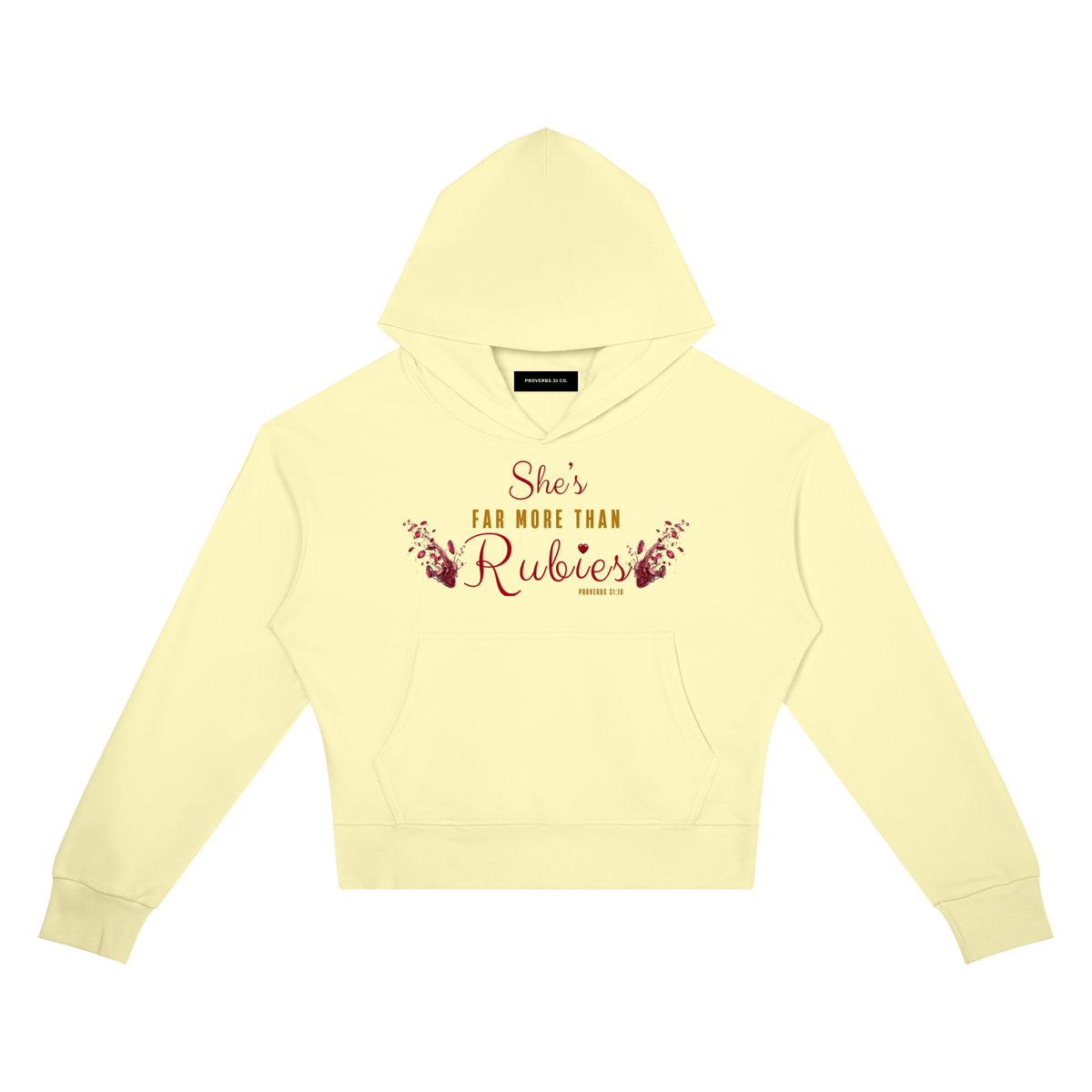 She’s Far More Than Rubies Crop Drop Shoulder Hoodie