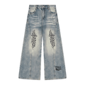 P31 Floral Cross Women’s Vintage Wash Wide Leg Denim Jeans