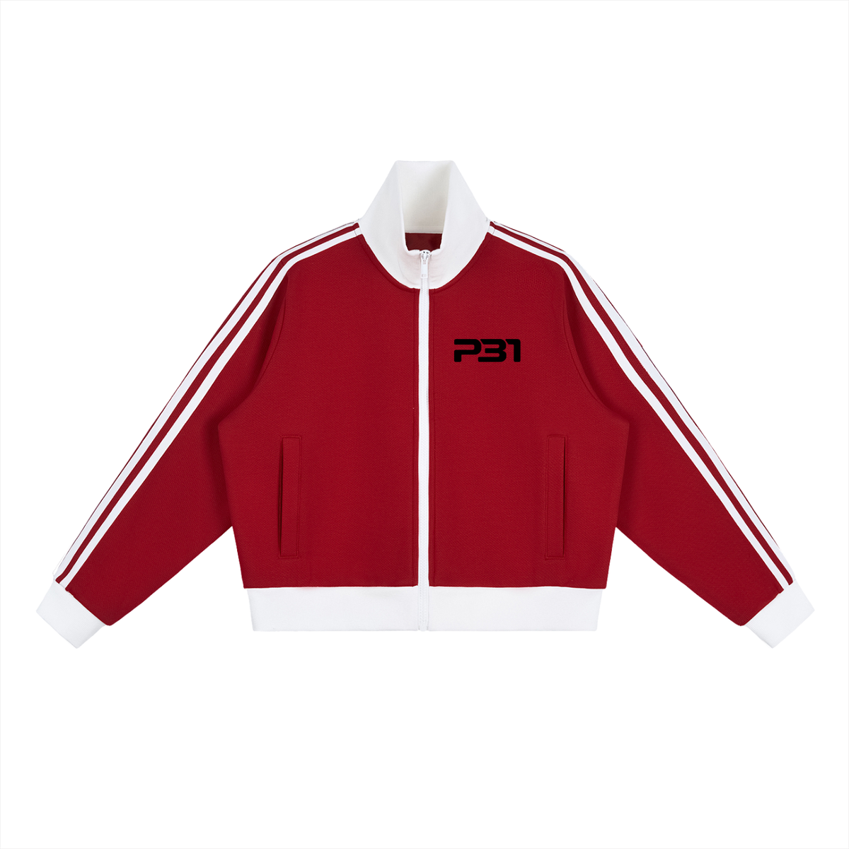 Jesus Contrast Side Stripe Fleece Cropped Track Jacket