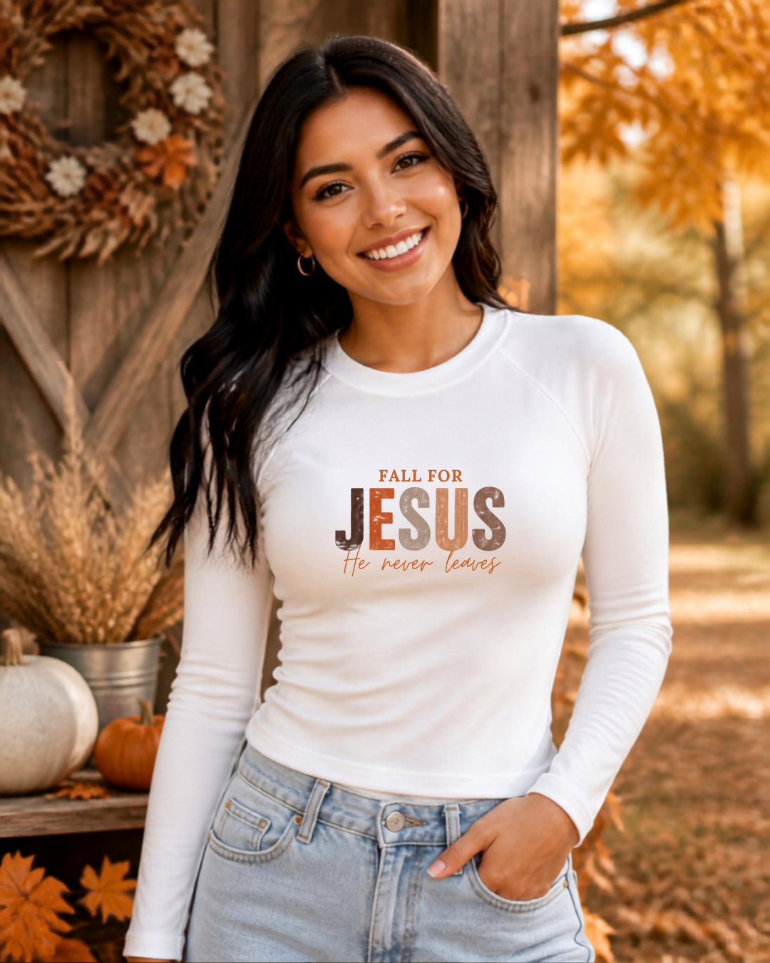 Fall for Jesus Slim Raglan Tee