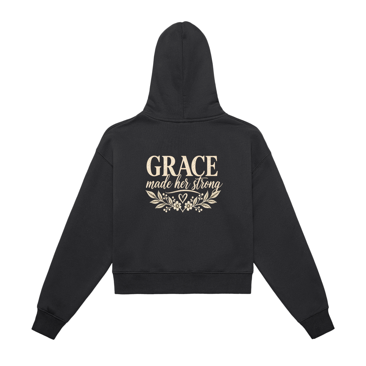 Grace Made Her Strong Fleeced Zip-Up Cropped Hoodie