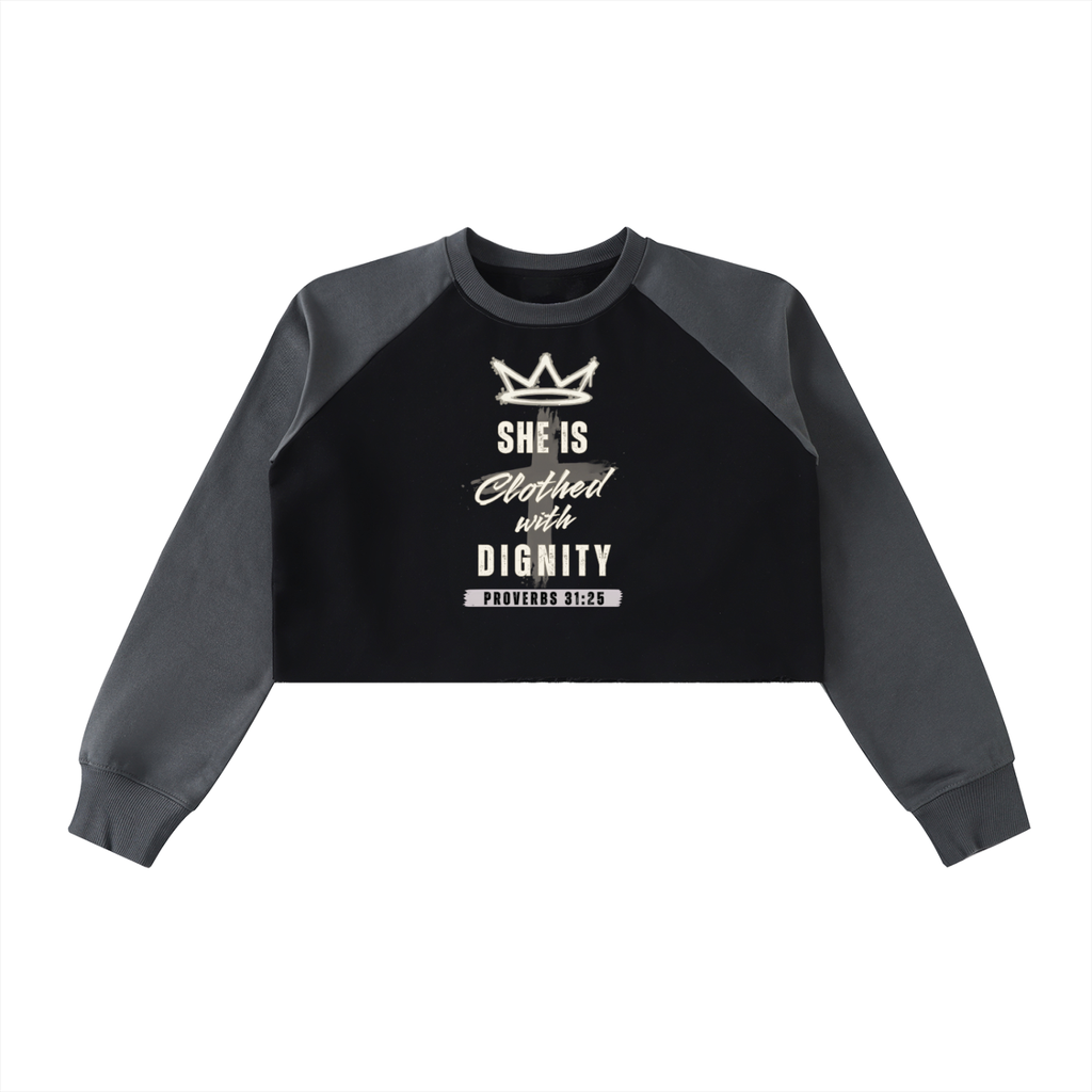 She is Clothed with Dignity Crop Sweatshirt