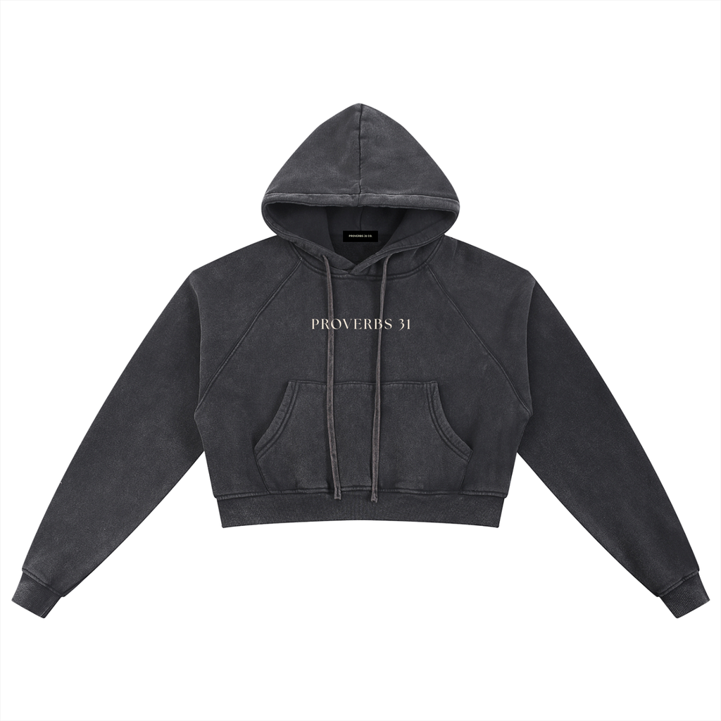 Far More Than Rubies Snow Washed Cropped Hoodie