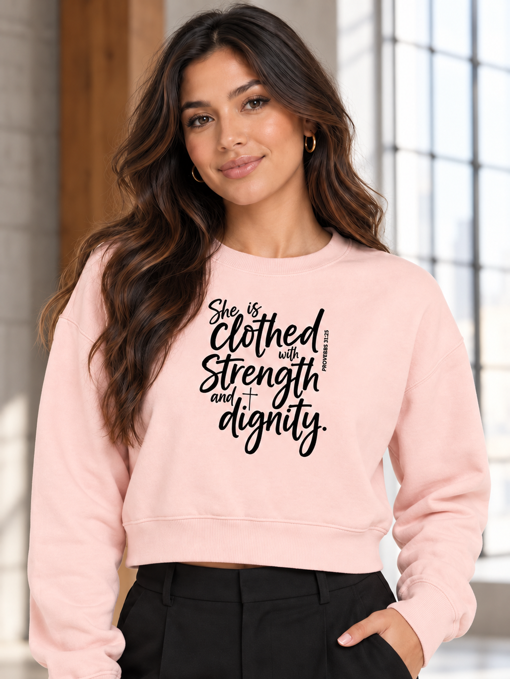 She is Clothed with Strength & Dignity Women's Crewneck Sweatshirt