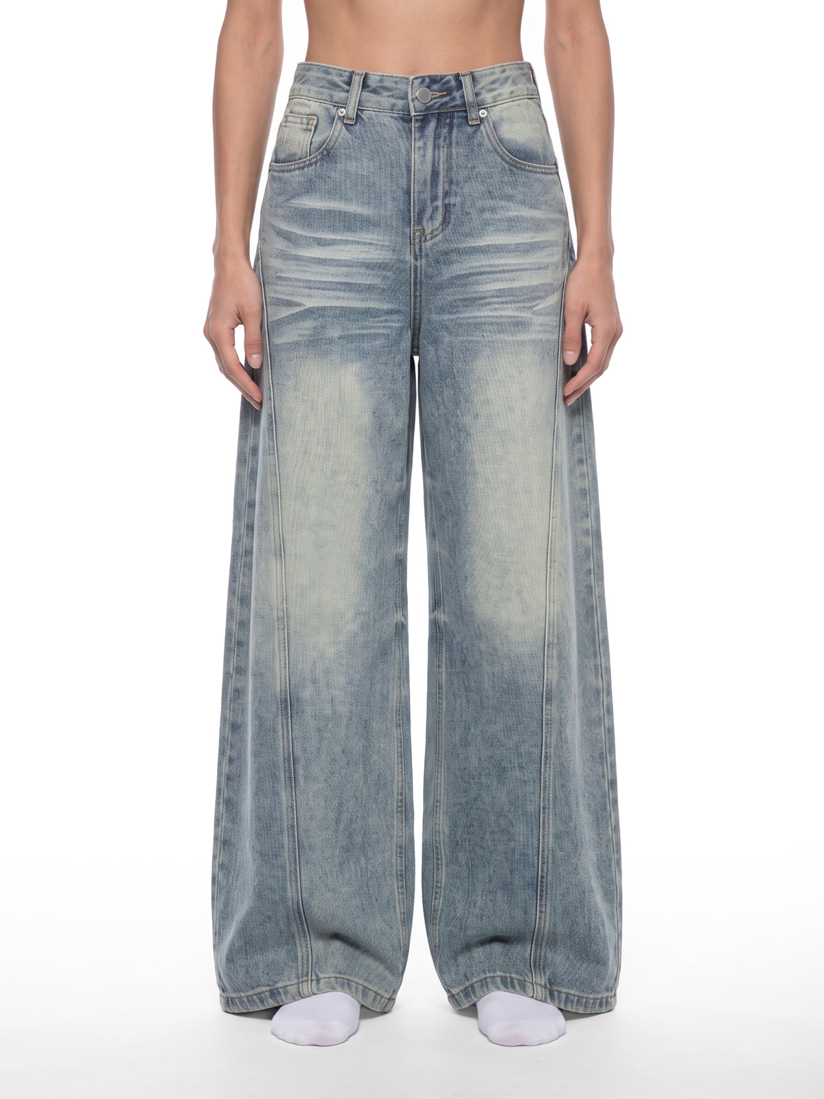 P31 Floral Cross Women’s Vintage Wash Wide Leg Denim Jeans